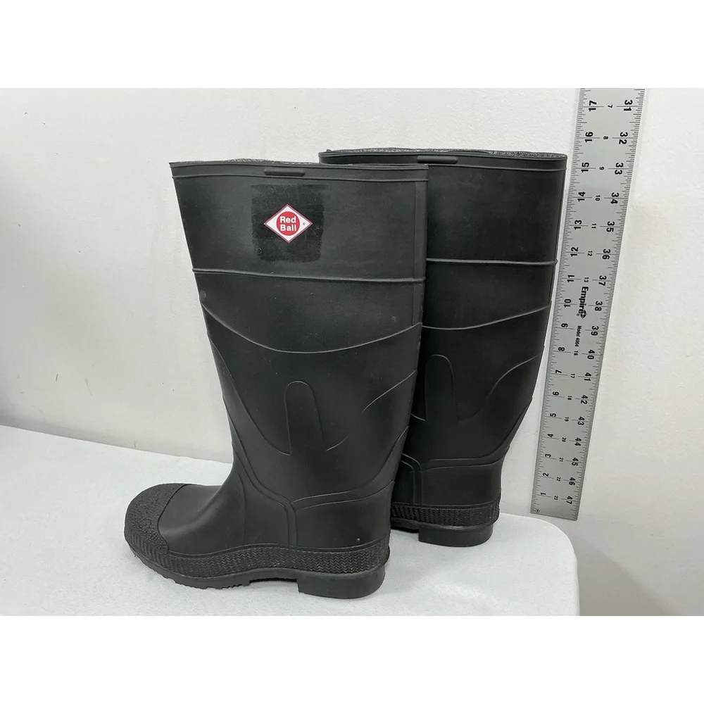 Mens Excellent Condition Red Ball Pull On Tall Rain boots Size 9 Black